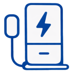 EV charger icon representing installation services for homes and businesses in Marlow, emphasizing electrical solutions and sustainability.