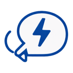 Electricity symbol inside a speech bubble representing DB Electrical Services, emphasizing communication and reliability in electrical repairs and installations in Marlow.