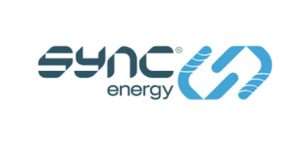 Logo of Sync Energy, featuring the word "sync" in dark blue and a stylized blue link symbol, representing modern energy solutions related to consumer unit upgrades and electrical safety.